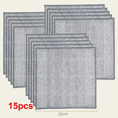 20/5Pcs Thickened Steel Wire Cleaning Cloth Non-Scratch Double-layer Iron Microfiber Mesh Dishrag Washing Pot Rags Kitchen Towel