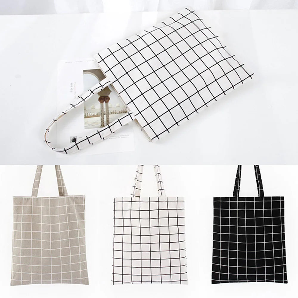 Canvas Cotton bag grocery handbag Foldable Fabric tote bag portable Storage organizer Shopping bag for woman Cloth organizer bag