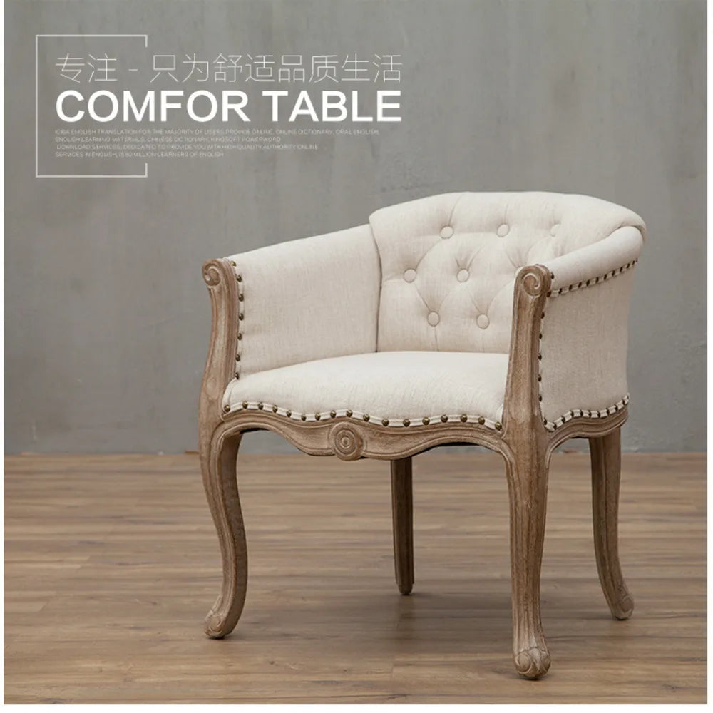 Leisure Sofa Chair, Solid Wood Antique Dining Chair, European Hotel Dining Chair, Living Room Leisure Sofa,Support Customization