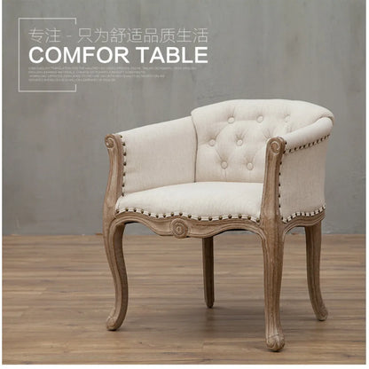 Leisure Sofa Chair, Solid Wood Antique Dining Chair, European Hotel Dining Chair, Living Room Leisure Sofa,Support Customization