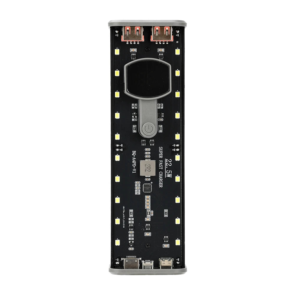 4*21700 DIY Power Bank Case PD22.5W Transparent Quick Charge Battery Box LED Screen Battery Case Kit With Light For Huawei