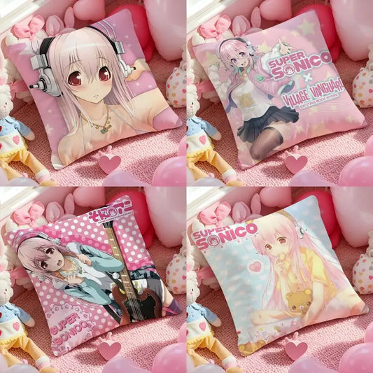 Anime Super Sonico Manga Classic Cushion Cover Pattern Printed Pillowcase for Living Room Sofa Cushion Cover & Bedroom Decor