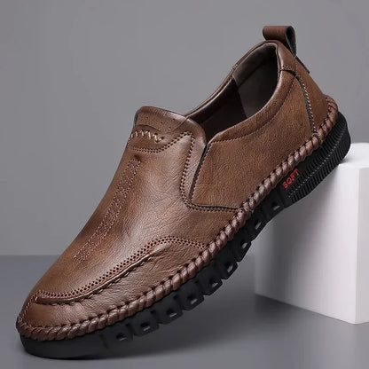 Men's Hand Stitched Genuine Leather Slip On Shoes Business Formal Occasion Wedding Party Footwear Leisure Official Board-Shoes
