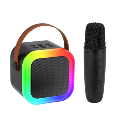 Kids Adult Karaoke Machine Portable Bluetooth Speaker with 2 Microphones RGB Light Voice Changer for Party Gift