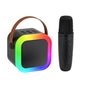 Kids Adult Karaoke Machine Portable Bluetooth Speaker with 2 Microphones RGB Light Voice Changer for Party Gift
