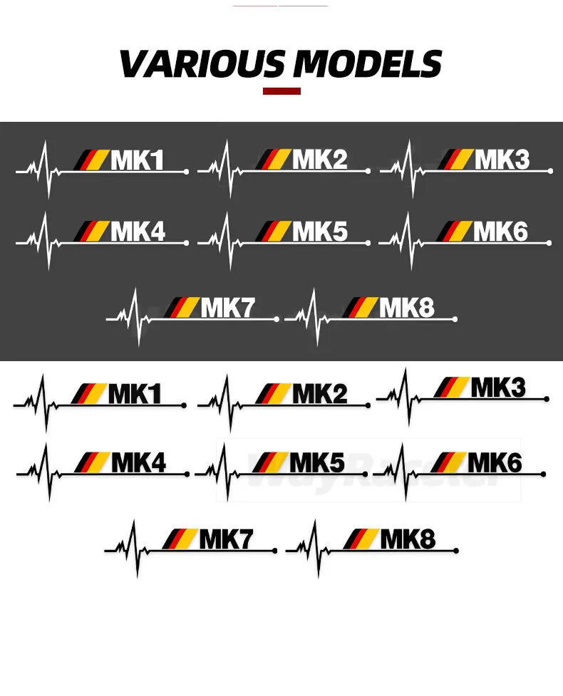 1 Pcs Reflective Body Vinyl German Flag Style Car Window Stickers, For Volkswagen VW, Golf MK1 MK2 MK3 MK4 MK5 MK6 MK7 MK8  Pers