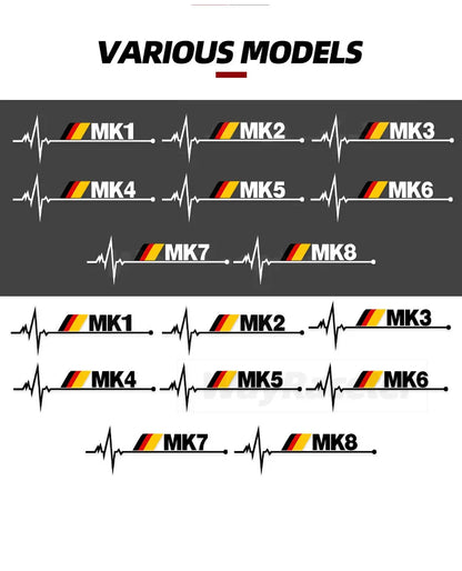 1 Pcs Reflective Body Vinyl German Flag Style Car Window Stickers, For Volkswagen VW, Golf MK1 MK2 MK3 MK4 MK5 MK6 MK7 MK8  Pers
