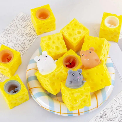 PVC Cheese Mouse Decompression toy Stress Relief Squeeze Anti Stress Toy Pop Up Funny Fidget Toys children