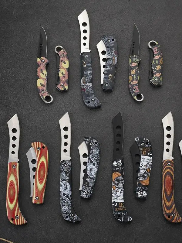 Pocket Portable Mini Folding Knife Stainless Steel Self-defense EDC Multi-purpose Camping Camp tools Halloween style