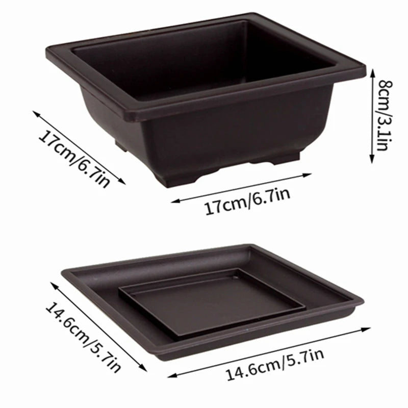 Rectangular Square Flowerpots Imitation Purple Clay Succulent Plants Pots Oval Pots Outdoor Garden Landscape Bonsai Pot Trays