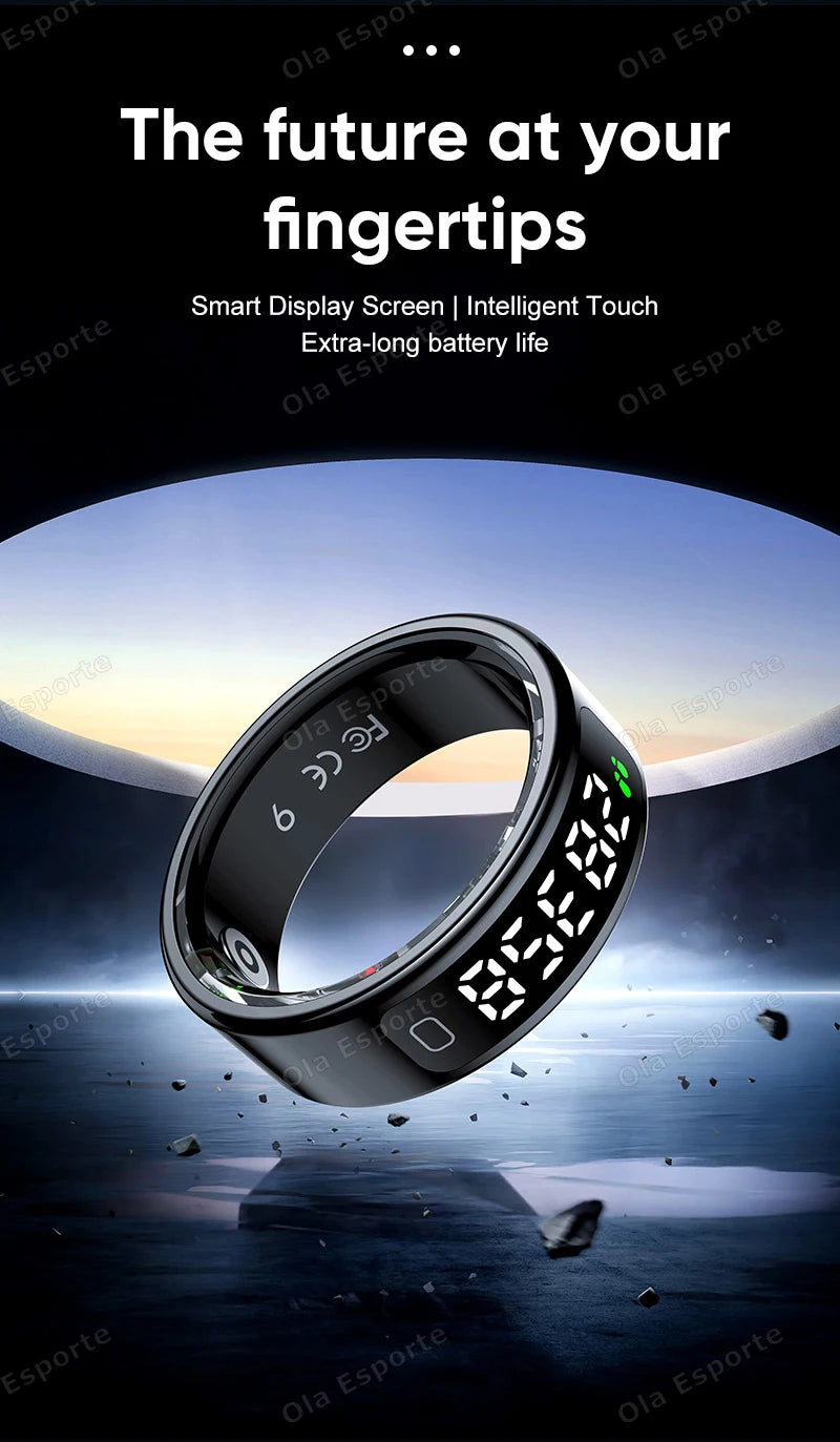 New R11 Smart Ring Men Women LED Display Screen Heart Rate Blood Oxygen Monitoring Waterproof Multi Sports Modes Smartrings 2025