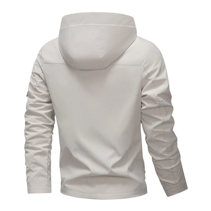 Waterproof Jacket Men Outdoor Softshell Zip Up Hooded Jacket Windbreaker Hiking Camping Coats Lightweight Spring Autumn Coats