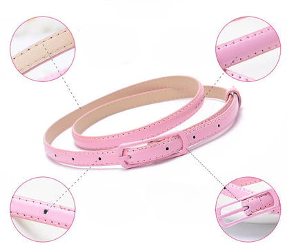 Children Candy Color Belts 1.2cm Super-thin PU Waistbands Simple Solid Color Casual Belts Girl Apparel Accessories