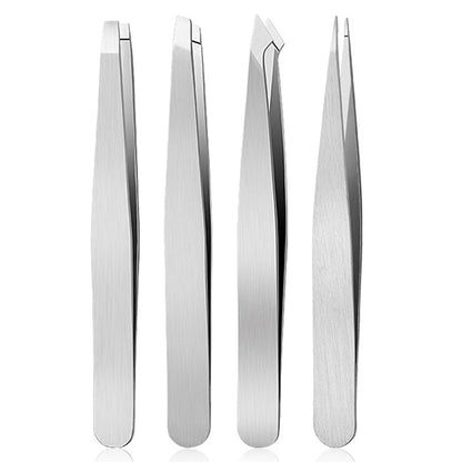 4PCS Eyebrow Tweezer Colorful Hair Beauty Fine Hairs Puller Stainless Steel Slanted Eye Brow Clips Removal Makeup Tools