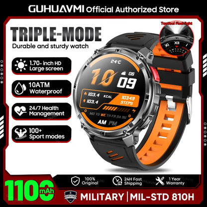 2026 New T-REX3 1100mAh Battery SmartWatch 10ATM Waterproof Compass Altitude HD Bluetooth call Sports Flashlight Smart Watch Men