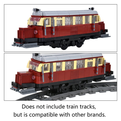Vintage Dual Cab Train MOC Blocks, Detailed Retro Railway Locomotive, Educational DIY Toy for Train Fans, No Paper Manual