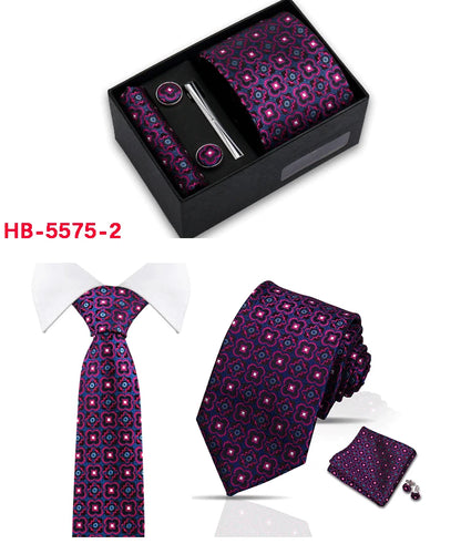 Classic Mens Tie Set Paisley Hanky Cufflinks In Gift Box Jacquard Woven Neckties Set For Men Formal Wedding Fashion Accessories