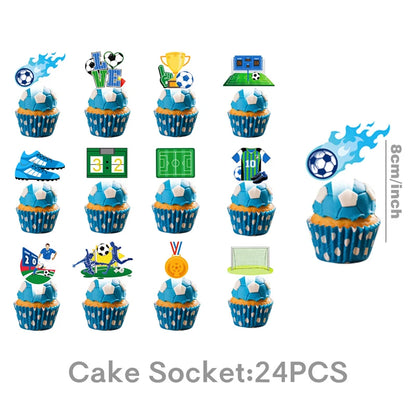 Blue Football Birthday Party Decoration Supply Birthday Soccer Plates Cups Napkins Towel Paper Tableware Tablecloth Party Favor