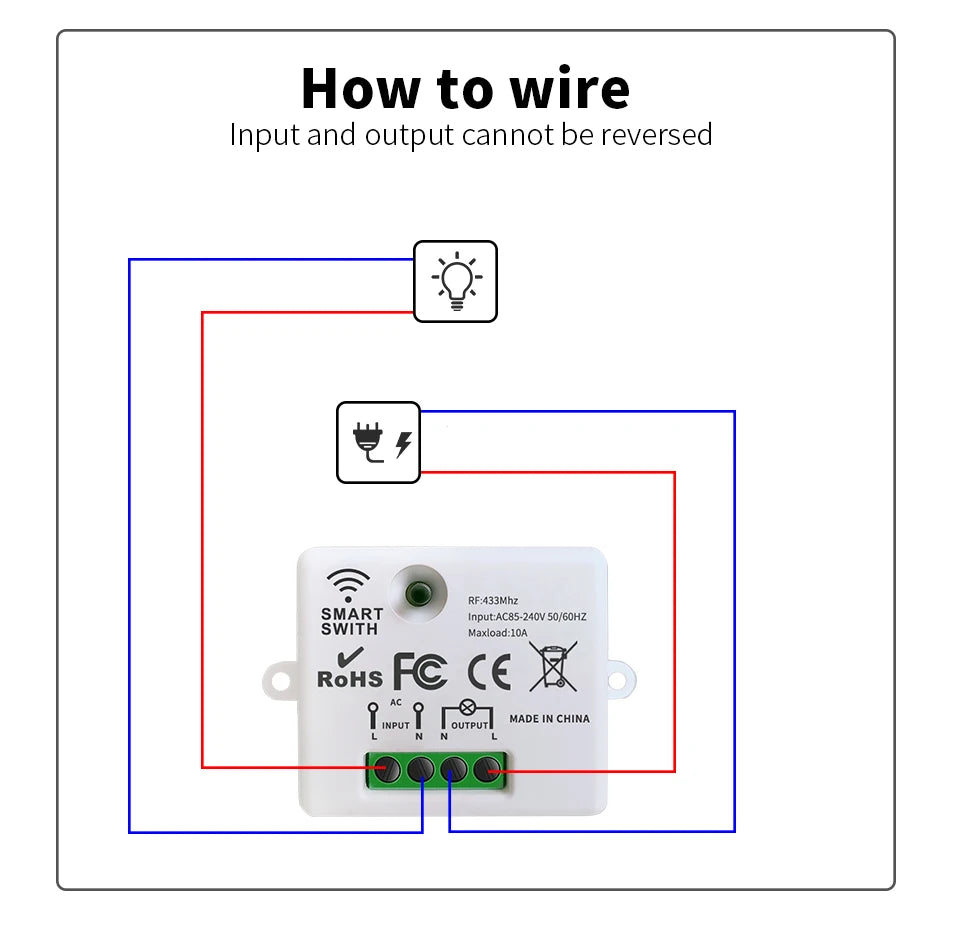 86 Wireless Smart RF 433Mhz 100-220V Wall Panel with Remote Control Mini Relay Receiver Home Led Light Lamp Switch