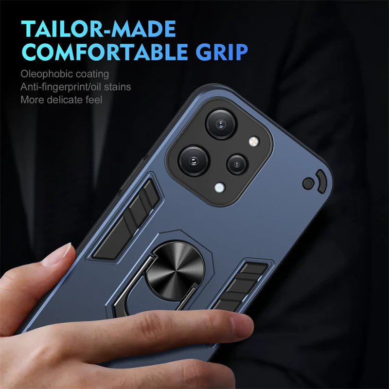 Funda For Xiaomi Redmi 12 4G 5G Case Camera Protect Armor Shockproof Phone Case For Redmy 12 Redmi12 Magnetic Holder Ring Cover