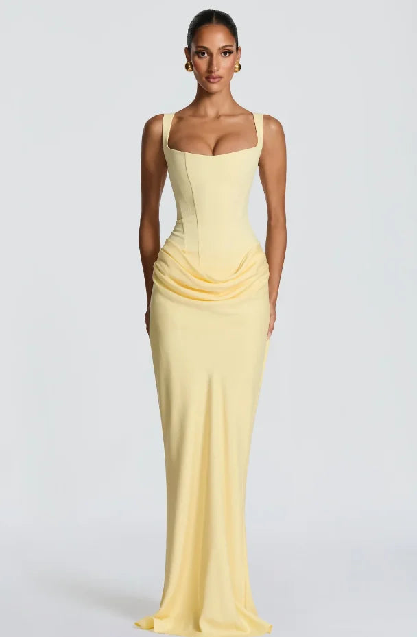 Lady Sexy Strapless Split Solid Pleated Dress Women Chic Backless High Waist Off-shoulder Dresses 2026 New Evening Party Gowns