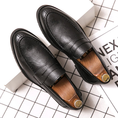 Trend Men's Dress Shoes Classic Leather Loafers Male Slip On Casual Business Shoes For Men Brogues Flat Office Social Shoes Male