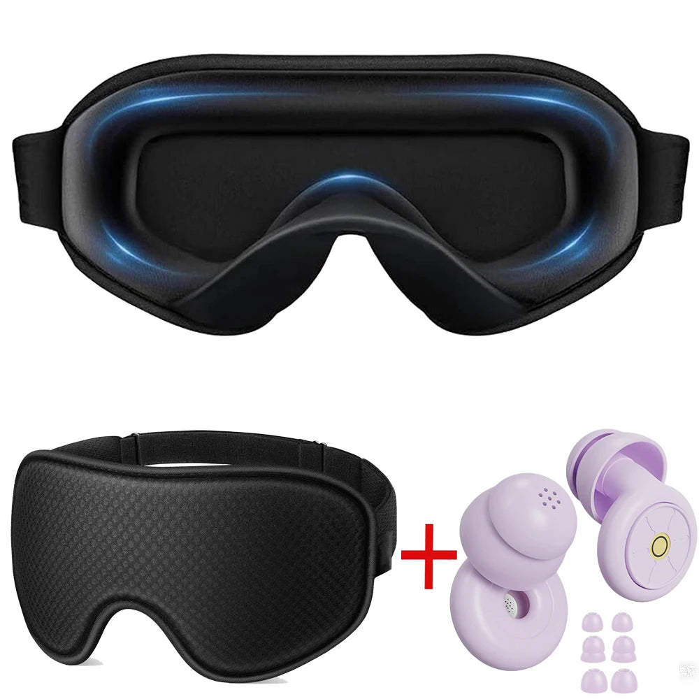 Sleep Mask ,Blackout Eye Masks for Sleep - 3D Breathable Soft Comfortable Eye Mask With Noise-cancelling earplugs