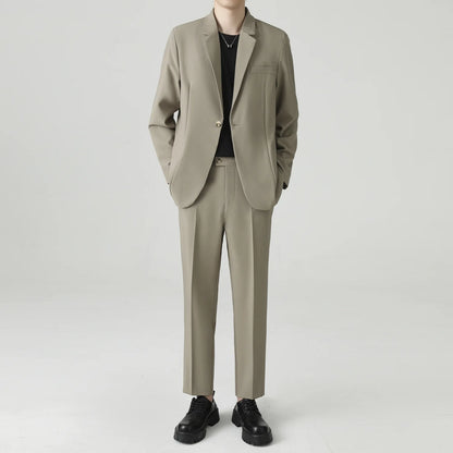 Suits Men's Fashionable Banquet Solid-color Dance Host Casual Wedding Banquet Dress Performance Korean-style Rugged Smart Suit