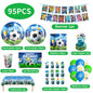 Blue Football Birthday Party Decoration Supply Birthday Soccer Plates Cups Napkins Towel Paper Tableware Tablecloth Party Favor