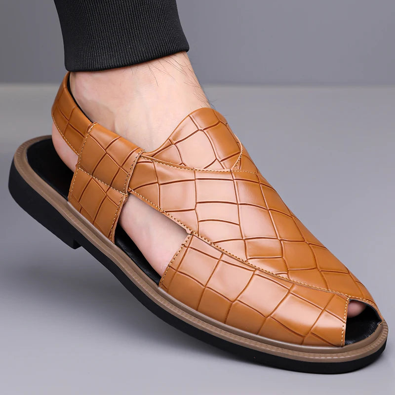 Men's Summer Breathable Soft-Soled Roman Sandals Anti-Slip Comfortable Slip-On Casual Covered-Toe Shoes-2021