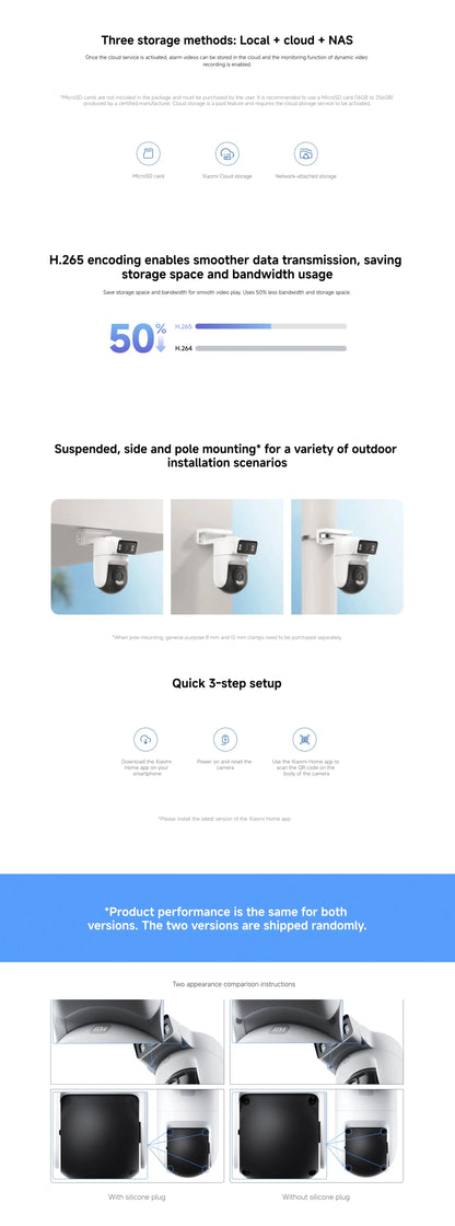 Xiaomi Outdoor CW500 Dual Camera Version IP66 Security Protection CCTV AI Detection Full-Color Night Vision Smart Home Mi home