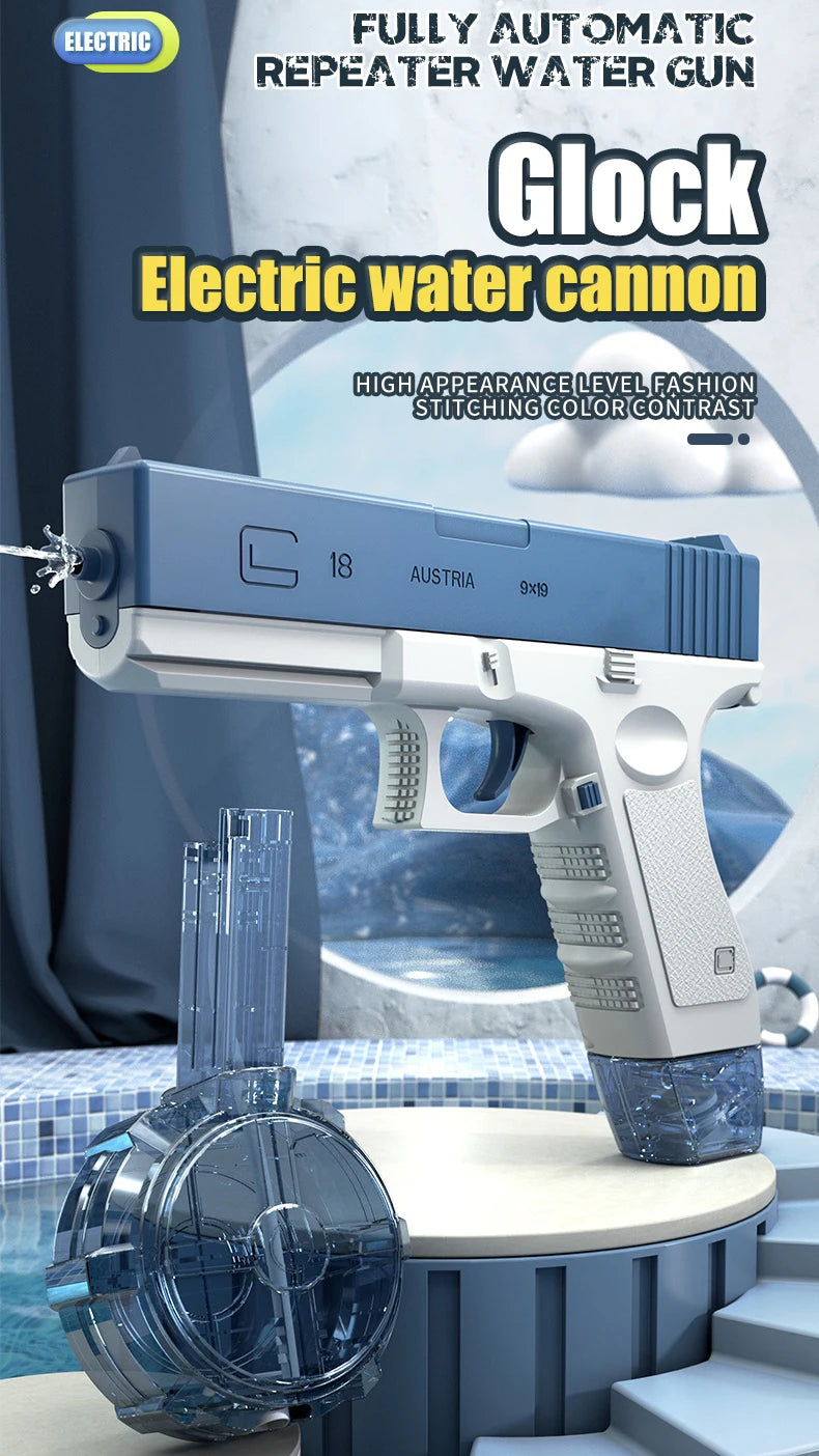 @Electric Water Gun Rechargeable Automatic & Manual Spray Gun Capacity Range Up to 32 FT Range for Adults & Kids