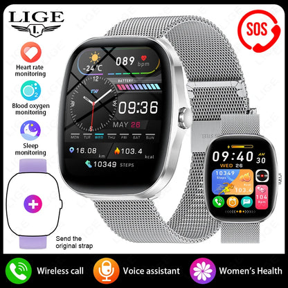 LIGE Originalny Smartwatch Mężczyźni Kobiety Połączenia Bluetooth Zegarek Pulsometr Wodoodporny Smartwatch Zdrowie Dla Androida IOS