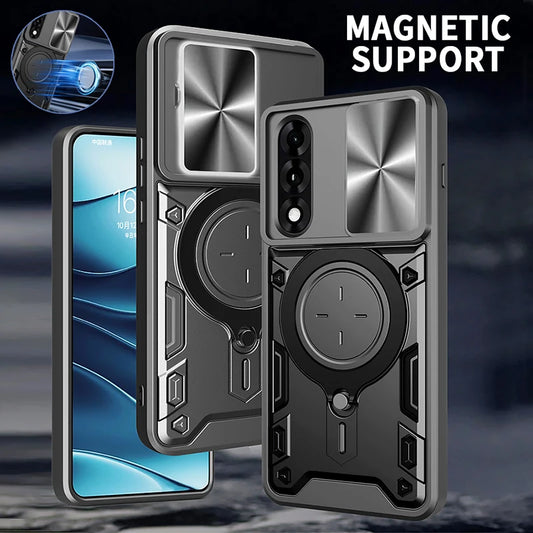 Armor Protection Slide Lens Phone Cover For OnePlus Nord 5 5G Case Car Magnetic Holder Ring Stand for One Plus 1+ Nord5 5G Funda