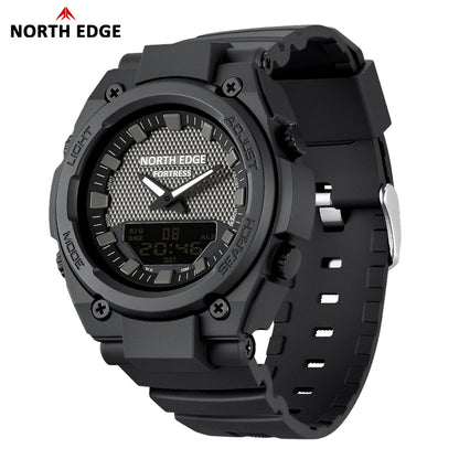 NORTH EDGE FORTRESS 2026 Men's Military Digital Watch Outdoor Sports Waterproof 50M Watches World Time Countdown LED Wristwatch