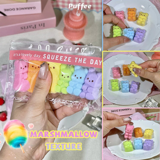 Dopamine Bear Food-grade Silicone Taba Squishy, Office Stress Relief Creamy Soft Handmade Squeeze Toy, Christmas Easter Gift