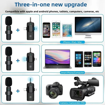 2026 Wireless Lavalier Microphone for iPhone Android USB-C Microphone with Noise Reduction for Live Streaming Interviews Mini Mi