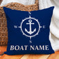 Custom Boat Name Pillow Covers Personalized Nautical Anchor Cushion Cases for Yacht Home Decor Beach House Welcome Aboard