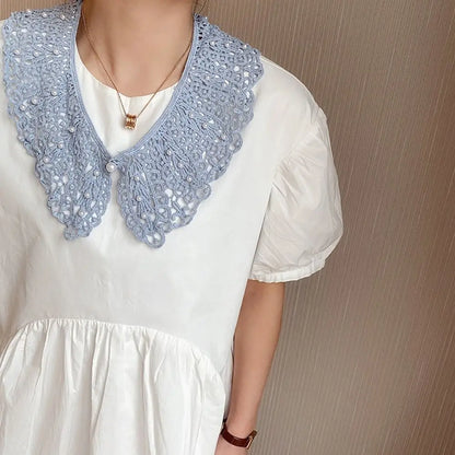 New Fashion Mini Cape Shawl Wrap Decoration Neck Ruff Detachable Lapel Half Shirt Lace Fabric Neckline Fake Collar
