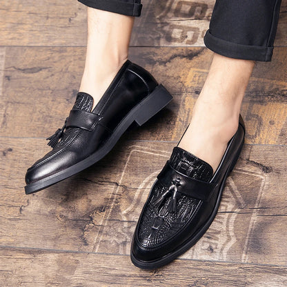 Men's Dress Shoes Formal Leather Loafers Male Tassel Social Casual Business Shoes For Men Wedding Office Party Leather Shoes