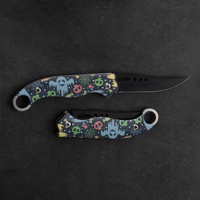 Pocket Portable Mini Folding Knife Stainless Steel Self-defense EDC Multi-purpose Camping Camp tools Halloween style