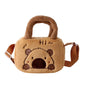 Stylish Cute Embroidered Capybara Plush Handbag Kawaii Cartoon Plush Shoulder Bag Lightweight Soft Small School Bag Square Bag
