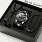 Four piece fashionable men's watch set, business casual men's bracelet, cross necklace, luxury watch