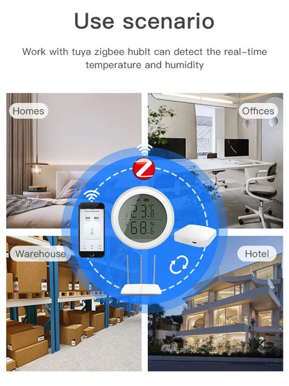 Temperature and Humidity Sensor With LCD for ZigBee Smart life APP Google Alexa Voice Control Support Multi-mode Gateway Option