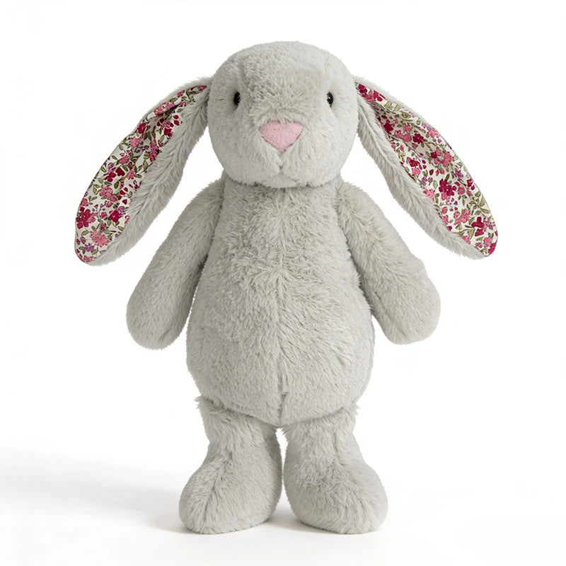 23cm Adorable Floral Bunny Plush Toy Huggable Soft Stuffed Rabbit Doll with Floral Ears Birthday Gift for Girl Plush Collectors