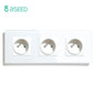 BSEED France Standard Single Wall French Socket Double Power Plug With White Black Gloden Crystal Glass Panel 16A 110V-250V
