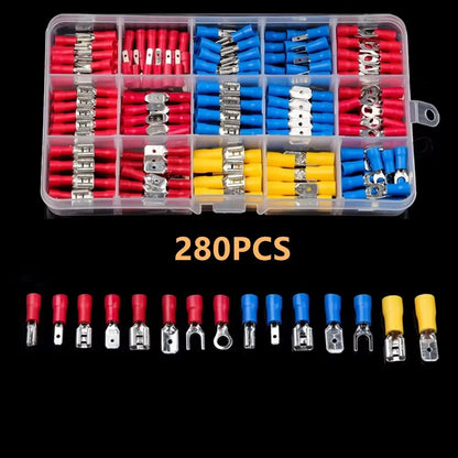 Vehicle Electrical Wire Connectors Kit Assorted Male Female Spade Ring Fork Butt Quick Splice Insulated Terminals For Automotive
