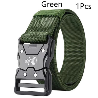 Automatic Buckle Tactical Belts Men's Woven Nylon Military Belt Durable Black Outdoor Army Hunting Golf Waist Belt