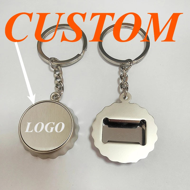 1pc Custom Keychain Personalized Metal Bottle Cap Opener Customized Key Ring Car Accessories Gift Wholesale