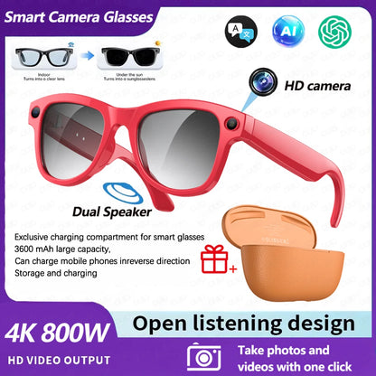 2026 Smart AI Glasses 4K HD Camera M02 Ultra ChatGPT 3600mAh Charging Case Power Bank 32GB Translation Music Video Sunglasses